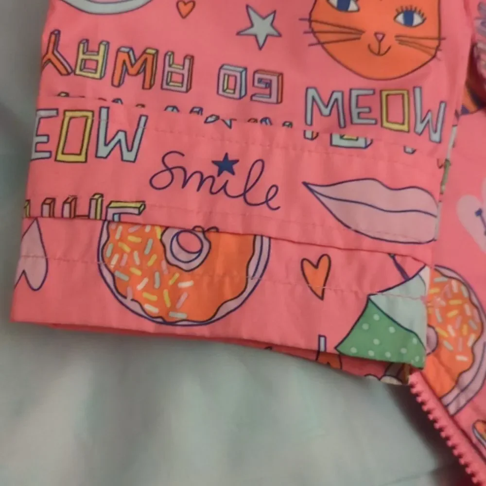 Carter's pink cat theme rain jacket‎ graphic print kawaii
